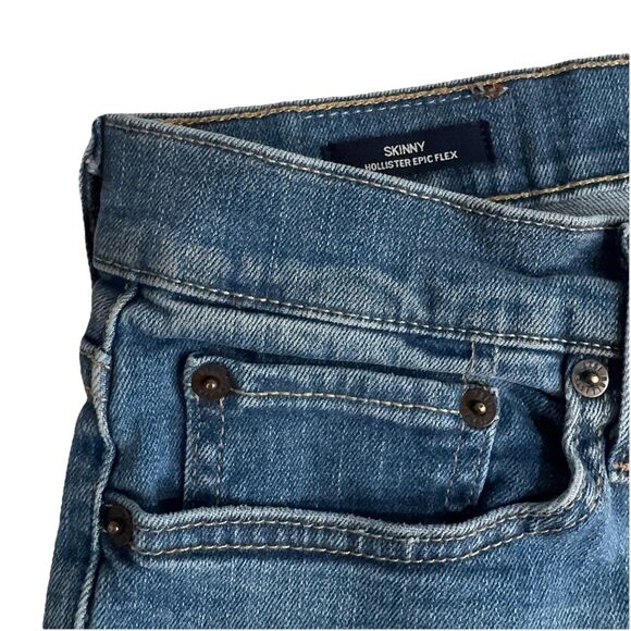 Hollister Epic Flex Jeans Mens Size 32x30 Measures 33x28 Skinny Distressed Blue - Picture 6 of 14